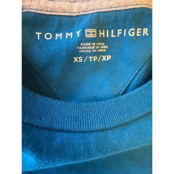 Tommy Hilfiger Mens XS Blue Graphic Tee "Hilfiger Established 1985" Cotton - Picture 3 of 4